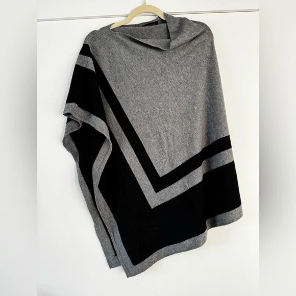 Ann Taylor Black & Gray Poncho, Size XS/S. Soft and stylish! - Picture 2 of 11